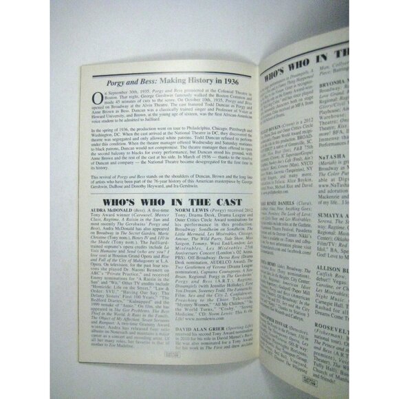 Gershwin's Porgy Bess Playbill July 2012 Audra McDonald Norm Lewis David Grier - Picture 6 of 9